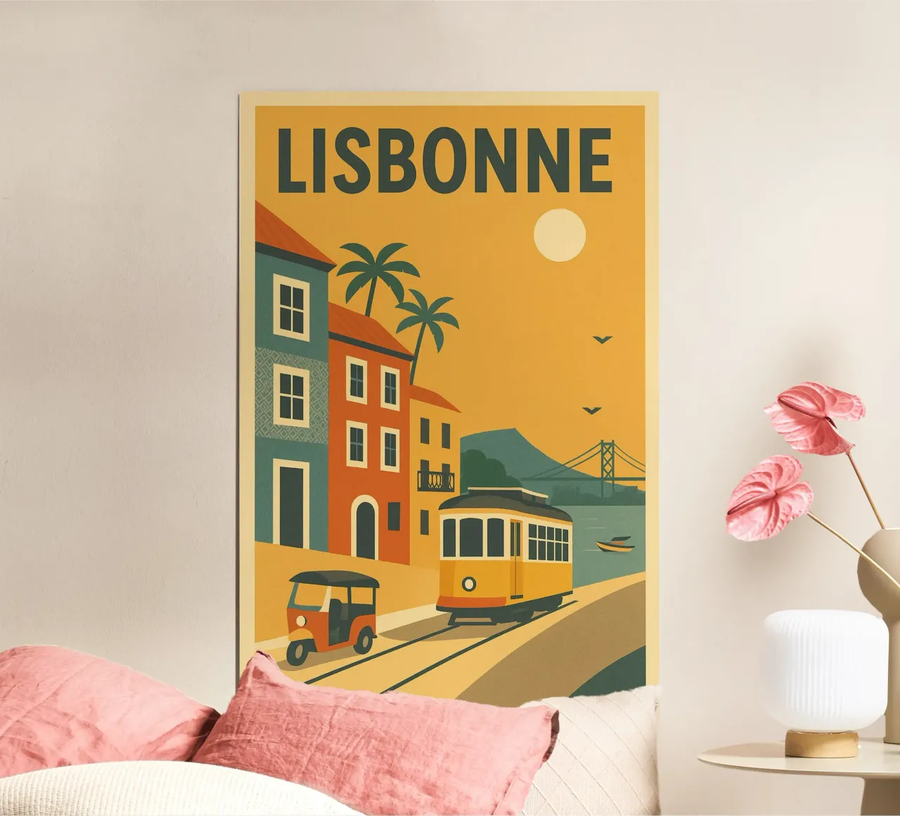 Poster di Lisbona - Poster retrò di vicoli colorati poster da JETLAG | affiches voyage