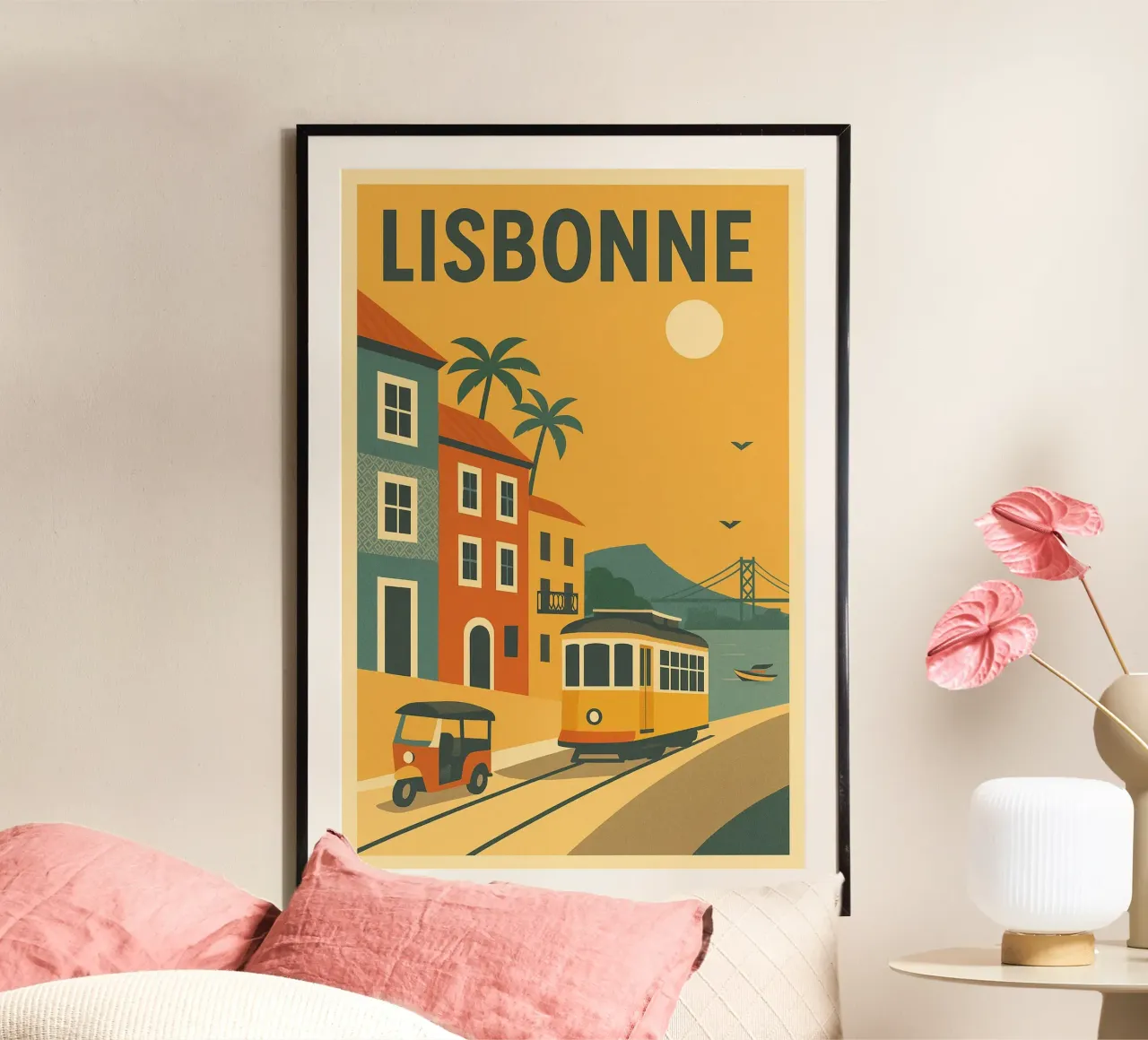 Poster di Lisbona - Poster retrò di vicoli colorati poster da JETLAG | affiches voyage