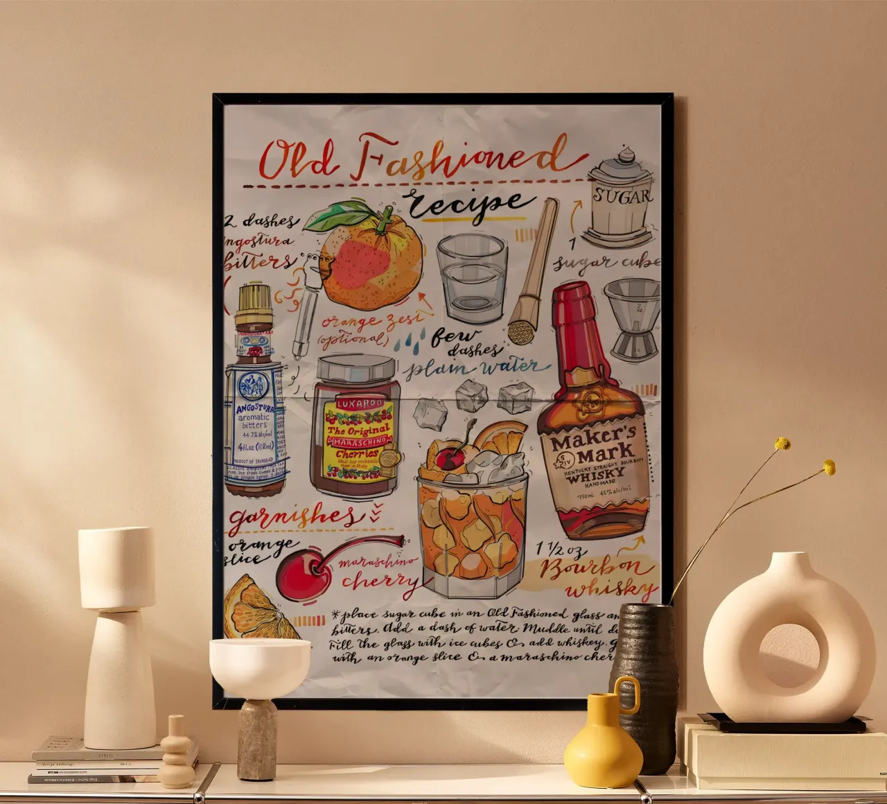 Old Fashioned cocktail, poster da Type & Tape