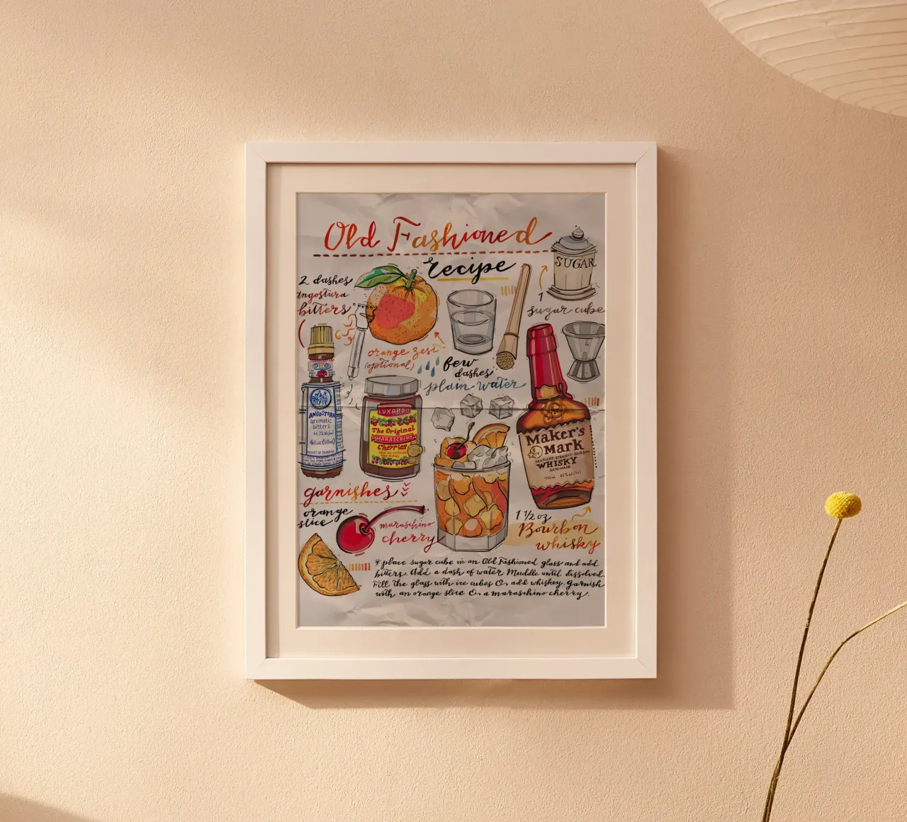 Old Fashioned cocktail, poster da Type & Tape