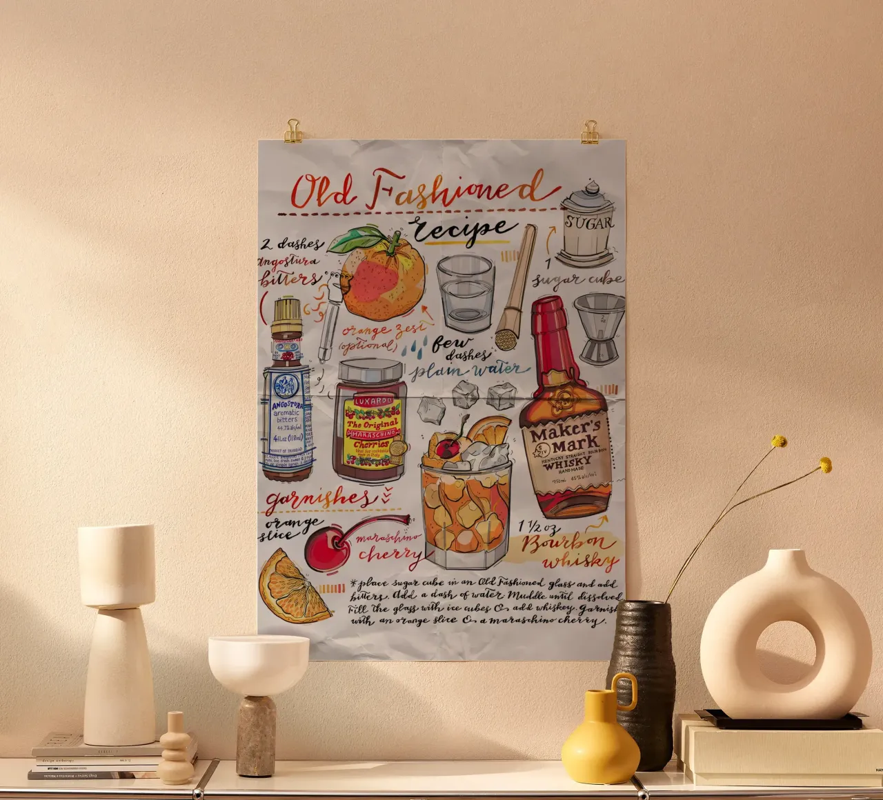 Old Fashioned cocktail, poster da Type & Tape