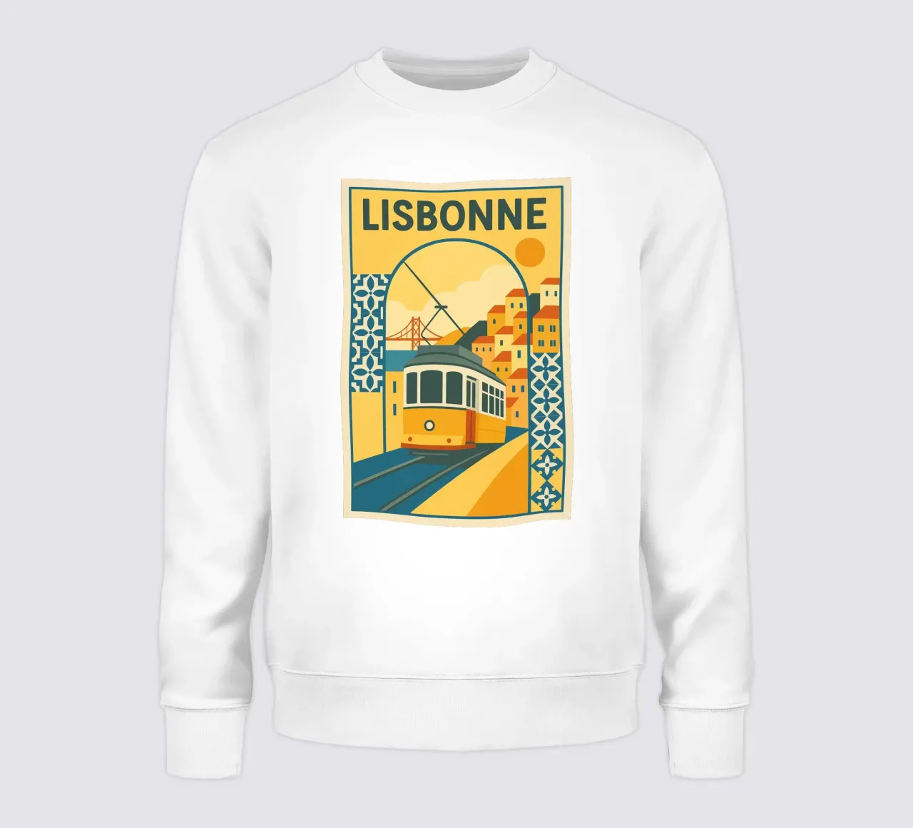 Poster di Lisbona - Poster di tram d'epoca e azulejos felpa da JETLAG | affiches voyage