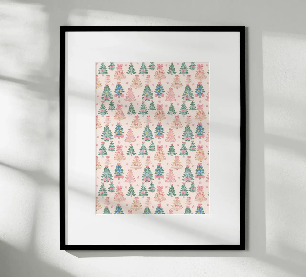 Alberi di Natale rosa vintage con fiocchi Coquette Boho Art poster da Gentle Echoes Art