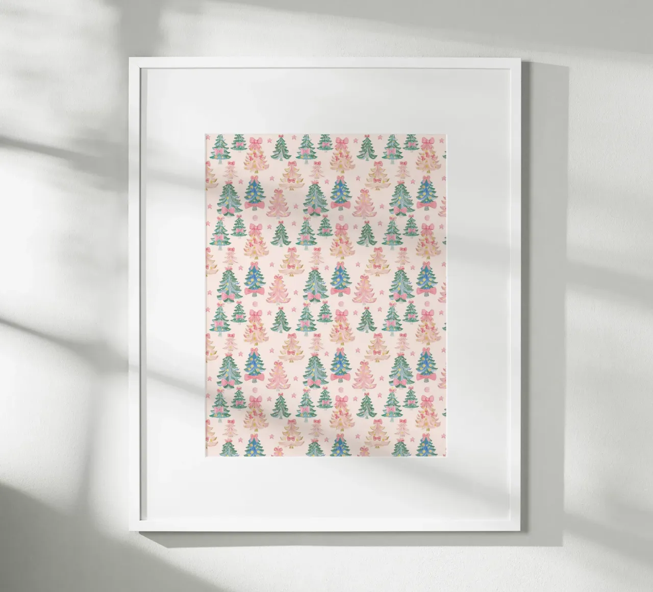 Alberi di Natale rosa vintage con fiocchi Coquette Boho Art poster da Gentle Echoes Art