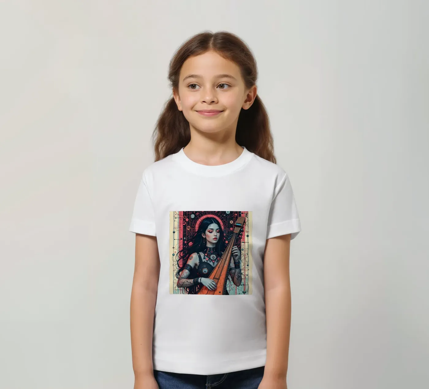 Donna e liuto t-shirt bambini da Massimo Frascogna