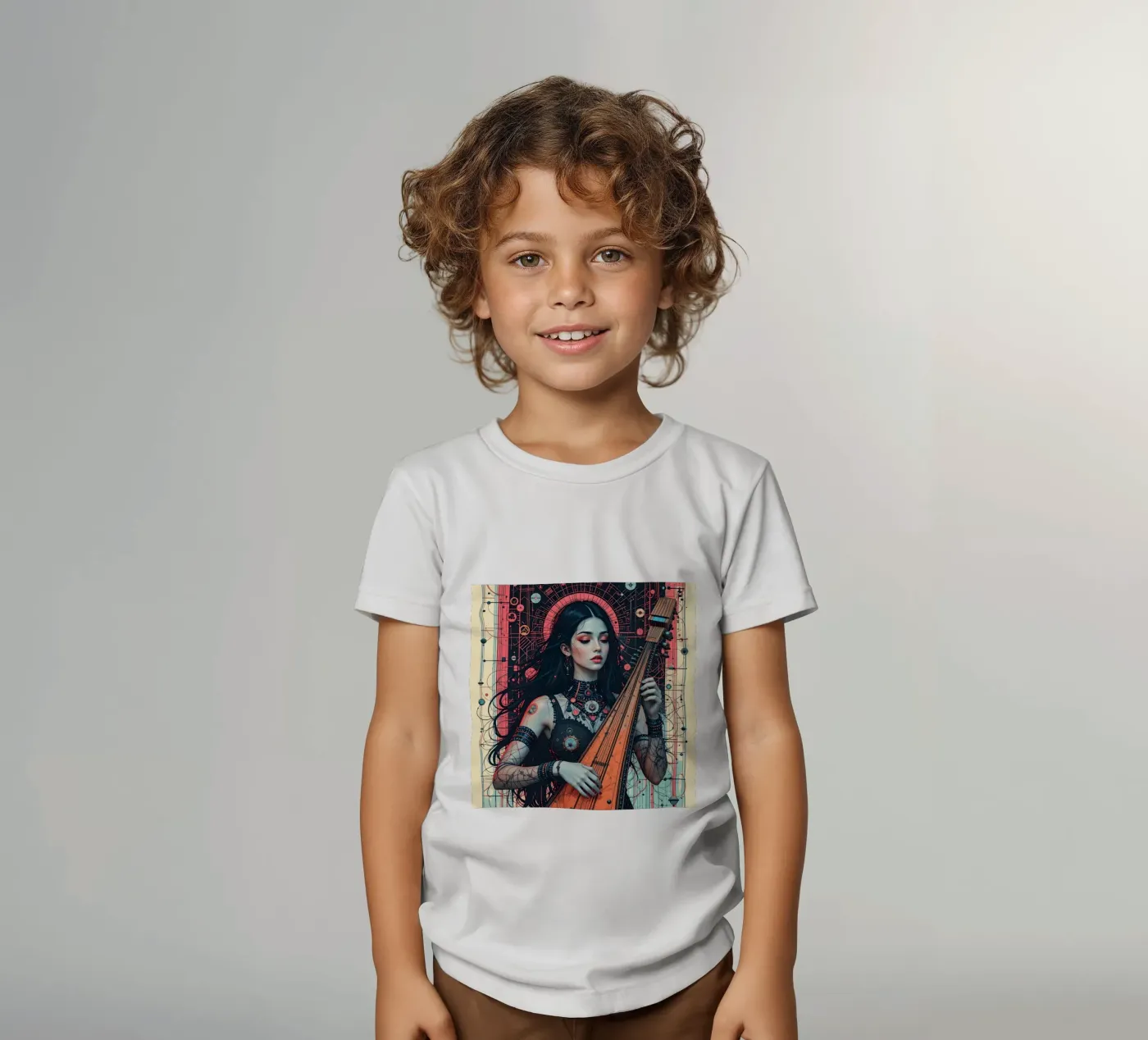 Donna e liuto t-shirt bambini da Massimo Frascogna