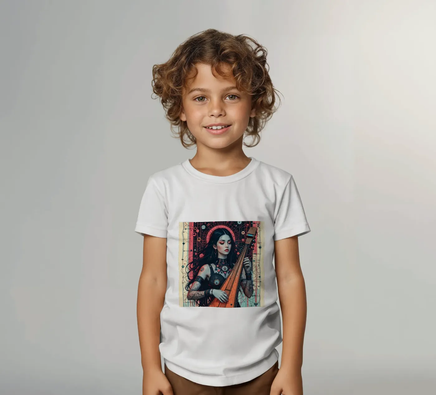 Donna e liuto t-shirt bambini da Massimo Frascogna
