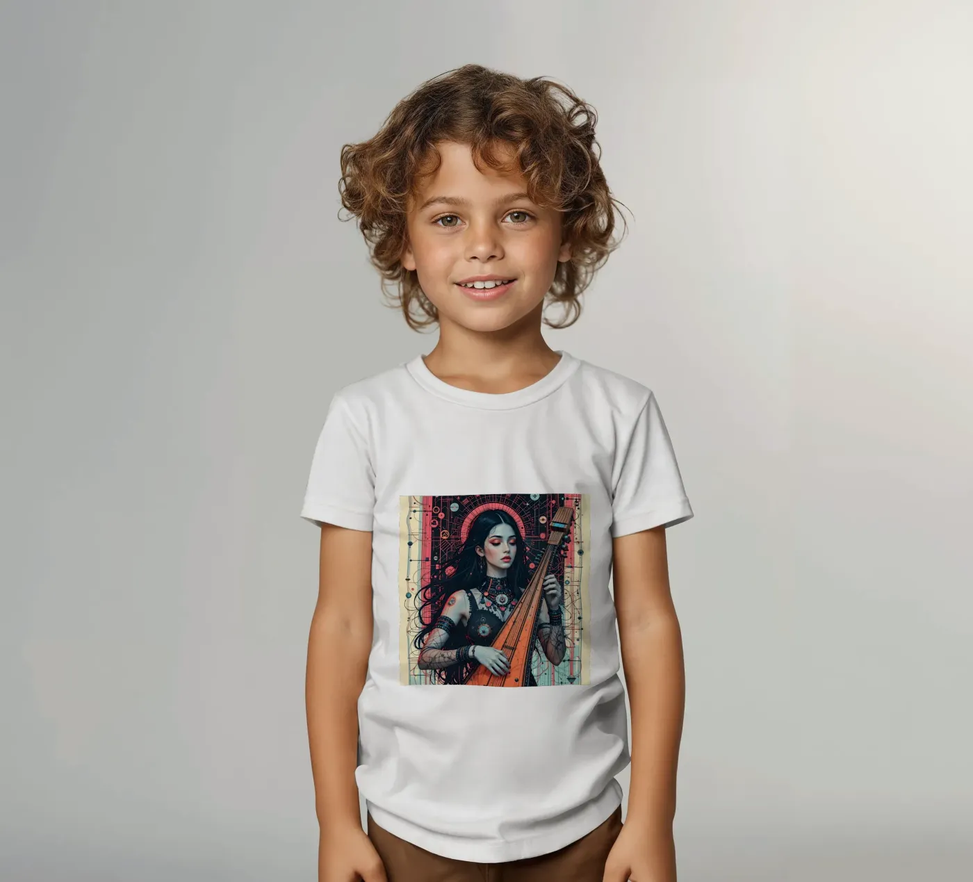 Donna e liuto t-shirt bambini da Massimo Frascogna