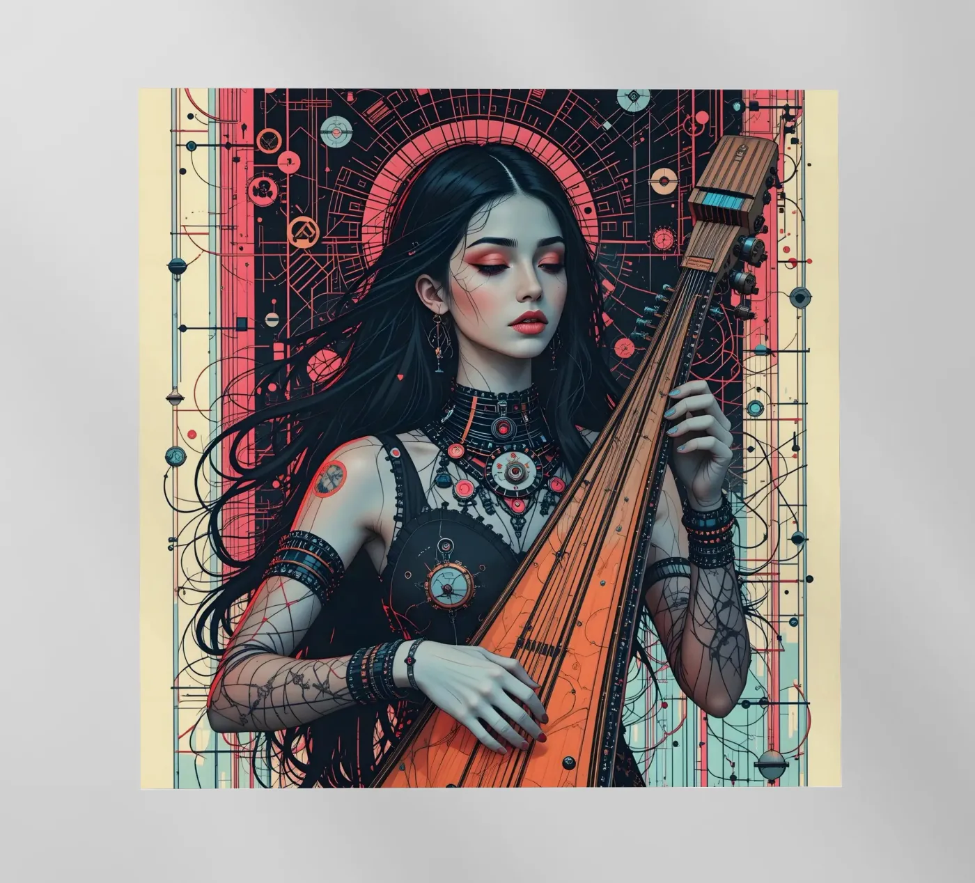 Woman and lute pellicola backlit da Massimo Frascogna