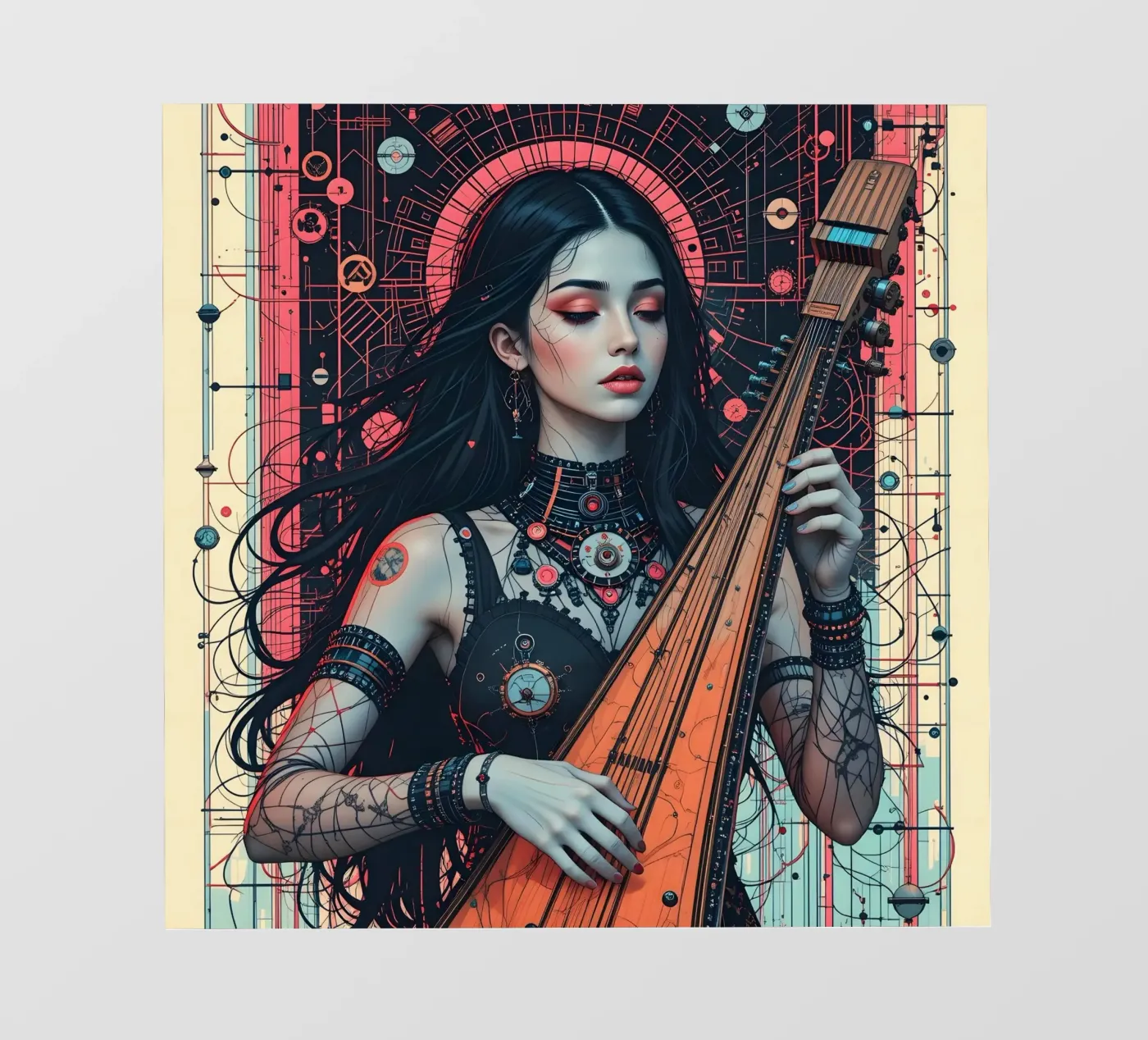 Woman and lute pellicola backlit da Massimo Frascogna