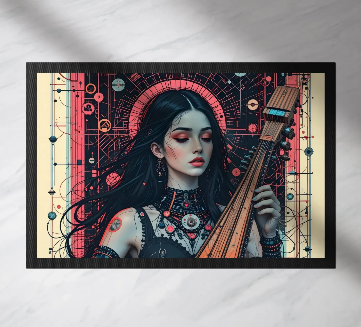 Vrouw en luit deurmat van Massimo Frascogna