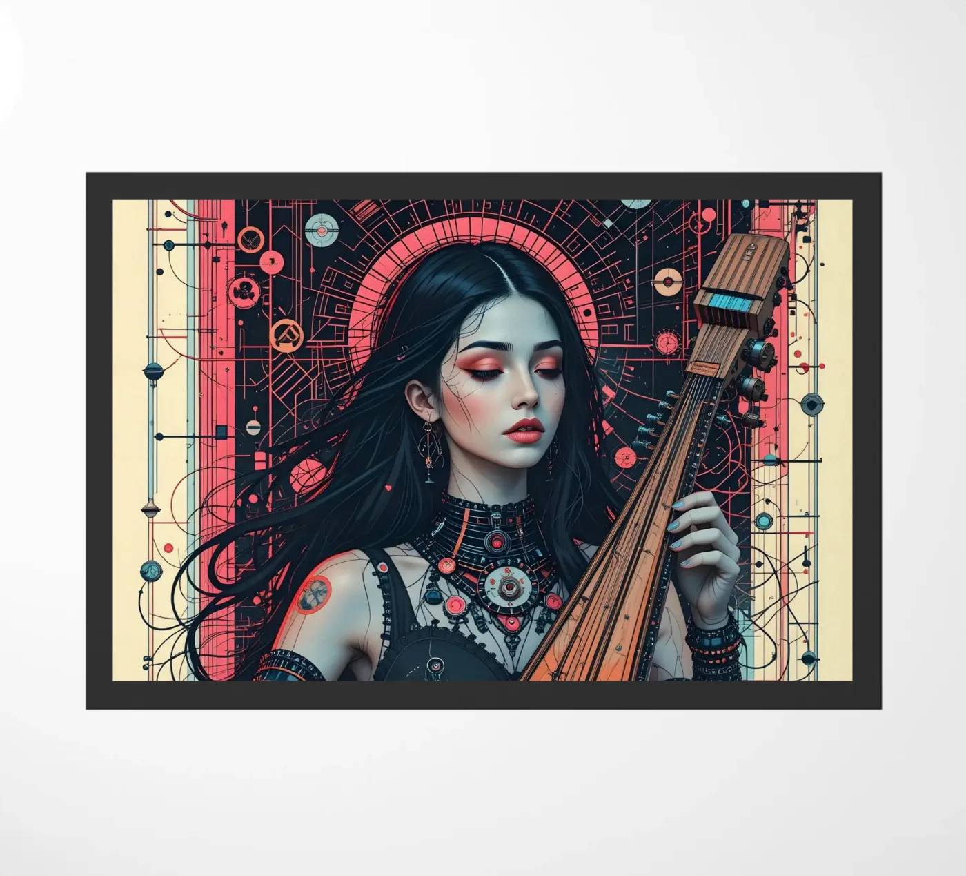 Vrouw en luit deurmat van Massimo Frascogna