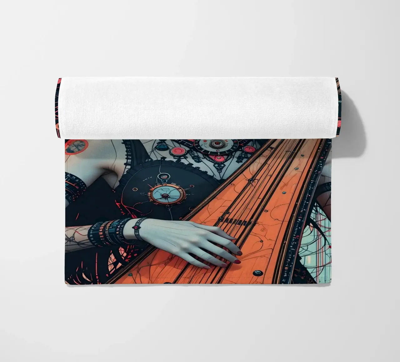 Donna e liuto telo mare da Massimo Frascogna