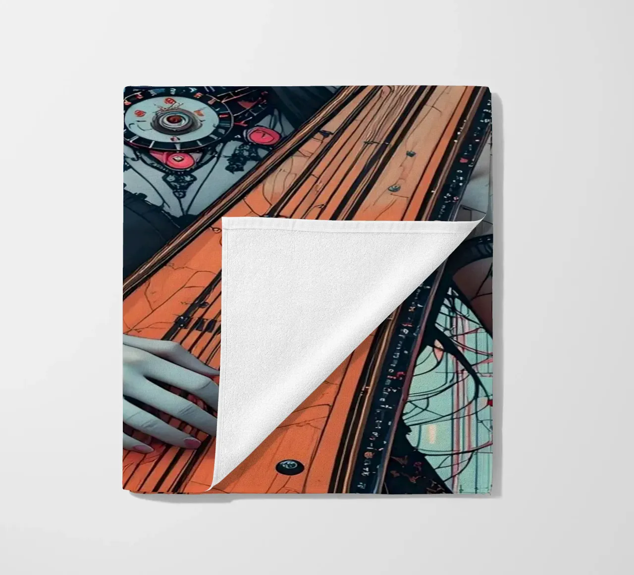 Donna e liuto telo mare da Massimo Frascogna