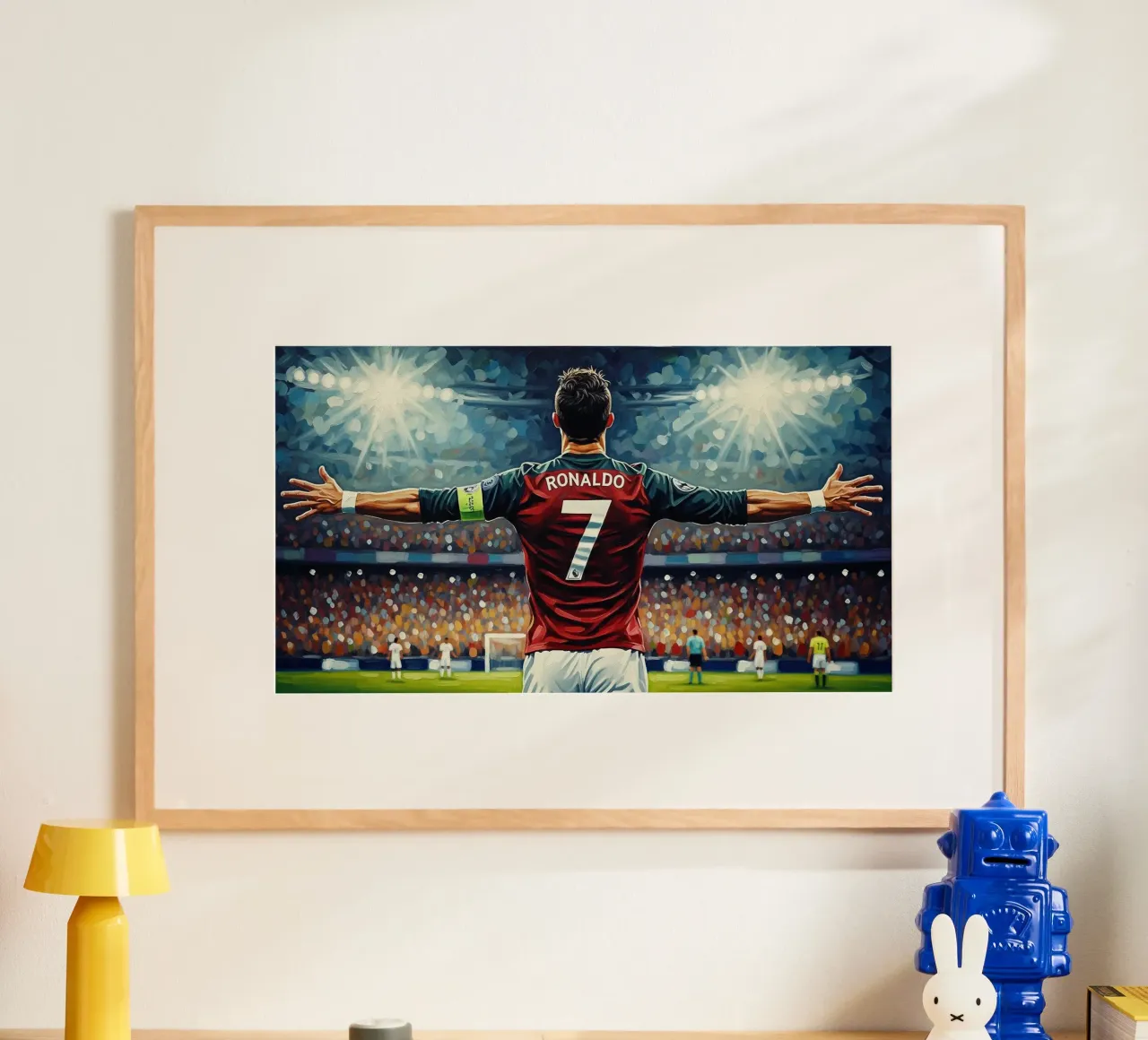 Cristiano Ronaldo CR7 poster con telaio in legno da Voxel Visionaries