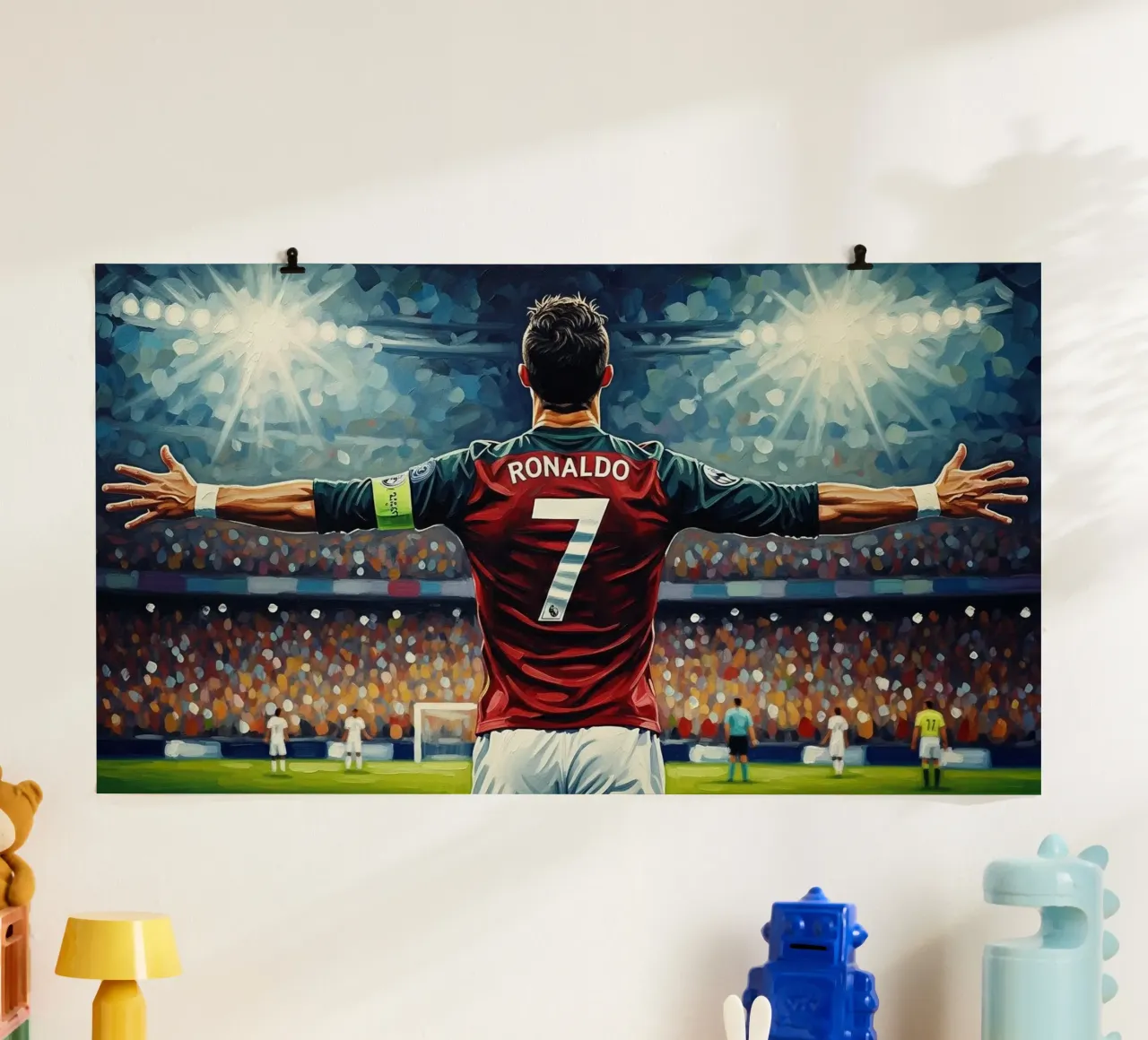 Cristiano Ronaldo CR7 poster con telaio in legno da Voxel Visionaries