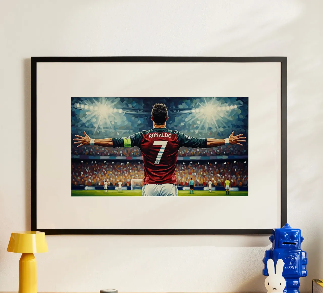 Cristiano Ronaldo CR7 poster con telaio in legno da Voxel Visionaries