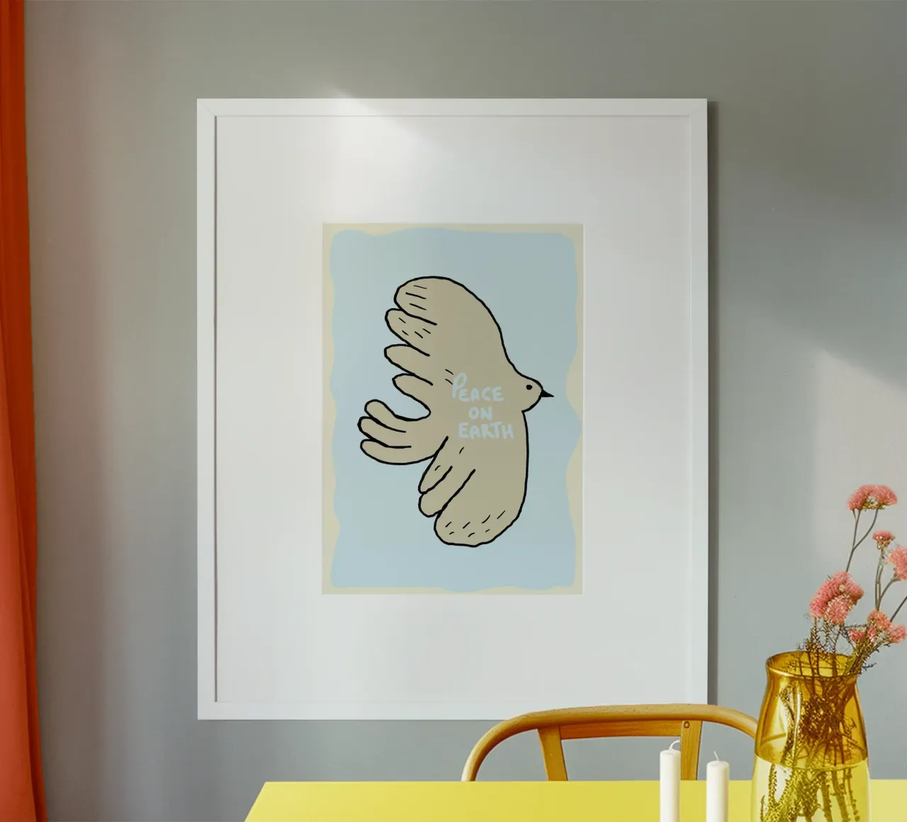 Stampa d'arte della colomba "Pace in terra", Cristiano moderno poster con telaio in alluminio da vintagepod