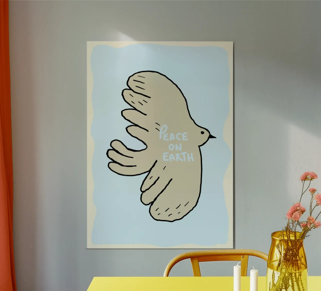 Stampa d'arte della colomba "Pace in terra", Cristiano moderno poster con telaio in alluminio da vintagepod