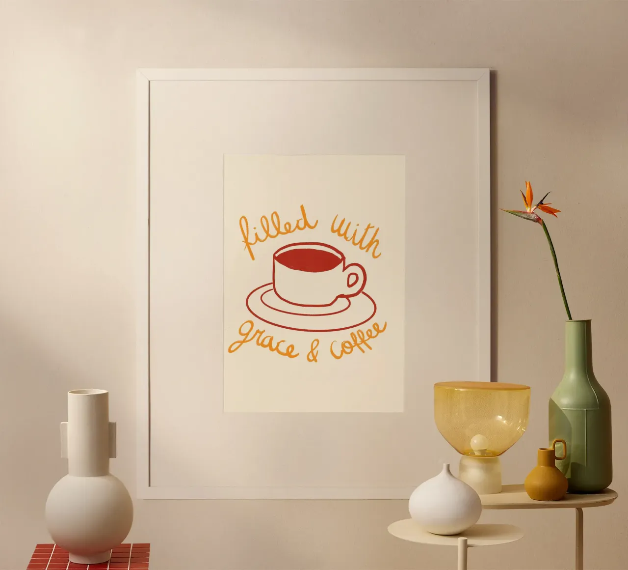 Riempito di grazia e caffè - Arte in cucina poster da vintagepod