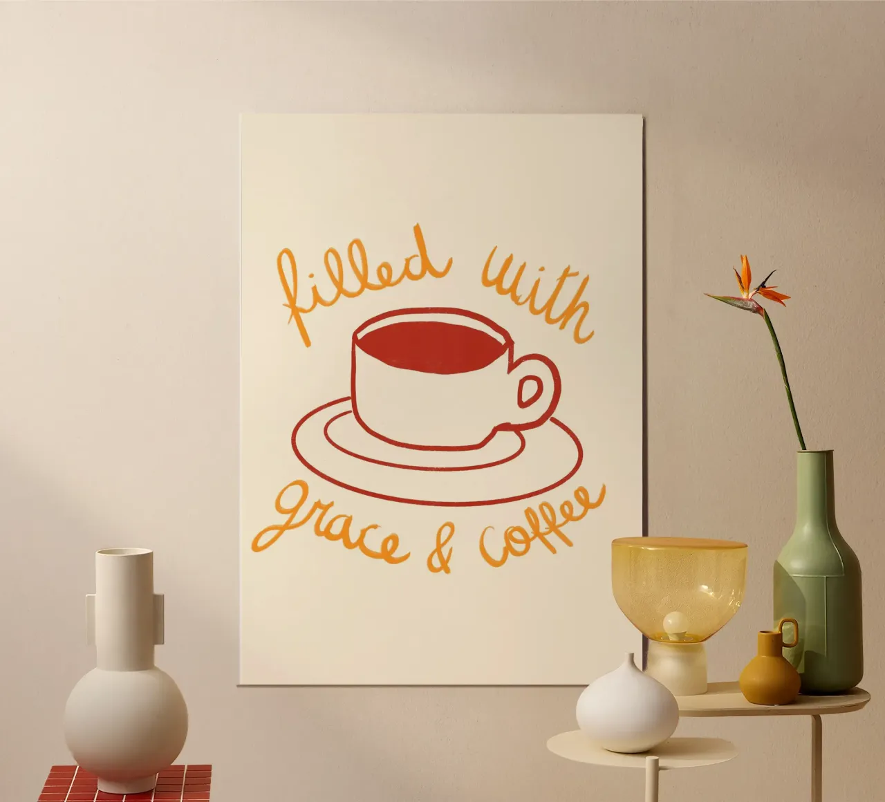 Riempito di grazia e caffè - Arte in cucina poster da vintagepod