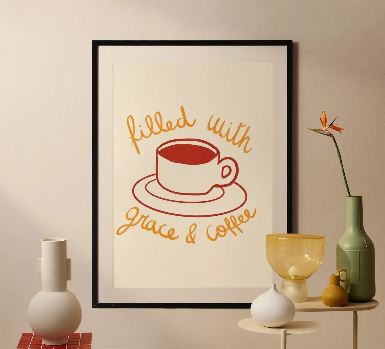 Riempito di grazia e caffè - Arte in cucina poster da vintagepod