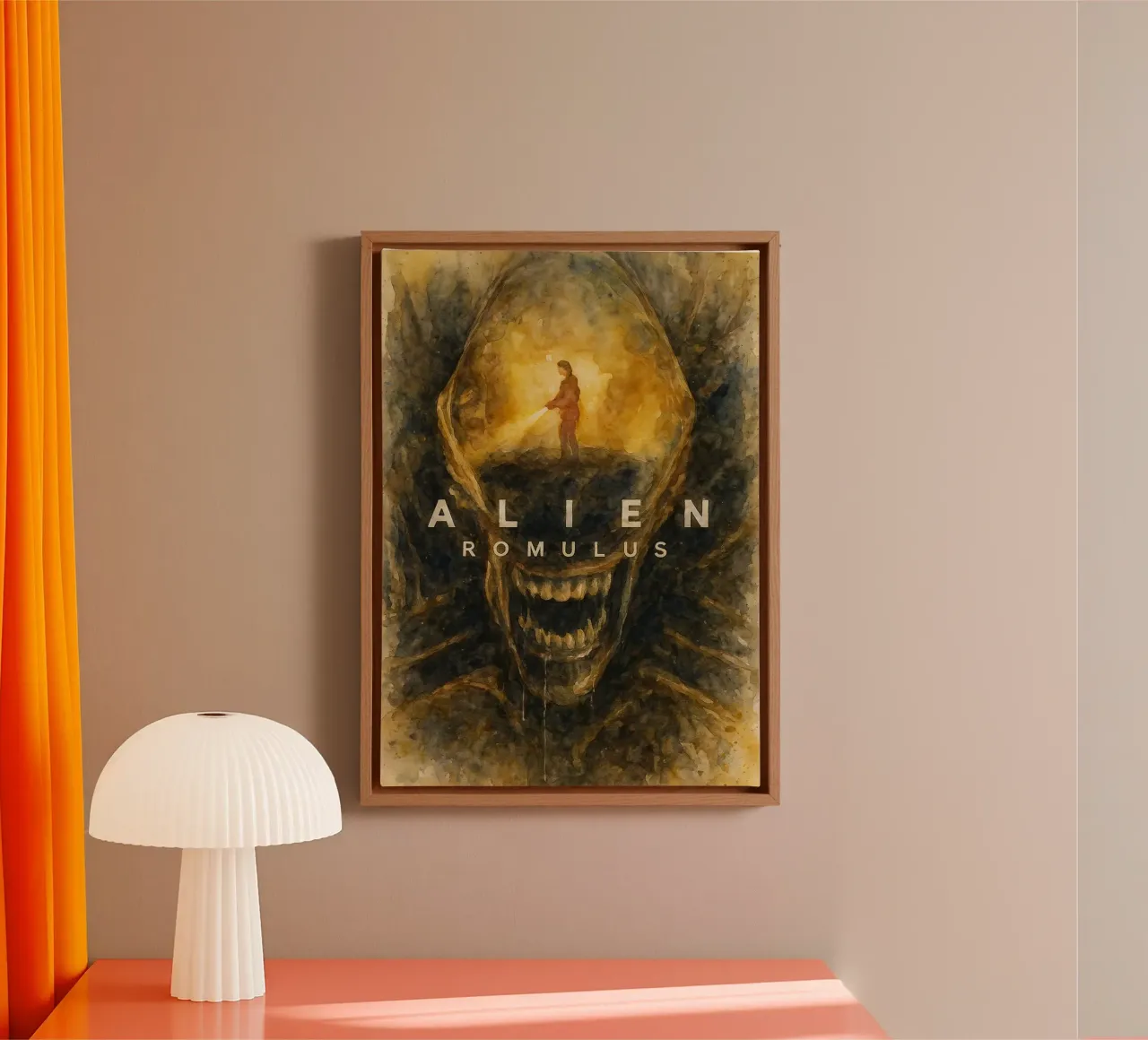 Alien films herschilderen canvas met Baklijst van joexs