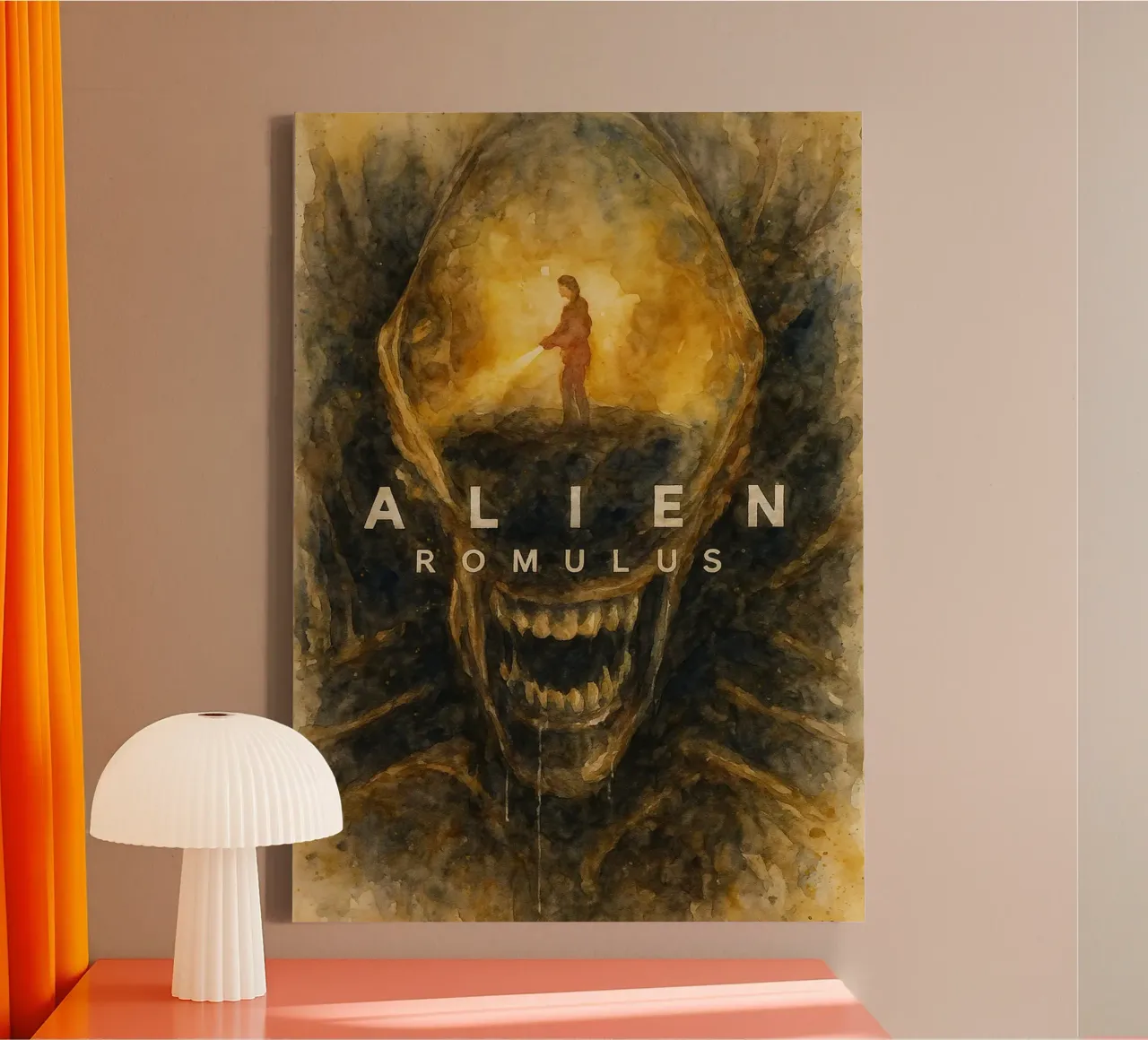 Alien films herschilderen canvas met Baklijst van joexs