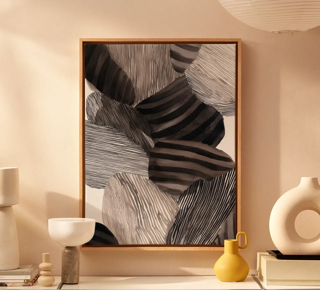 Echoed Forms 3 canvas with Floater frame by Seed & Signal