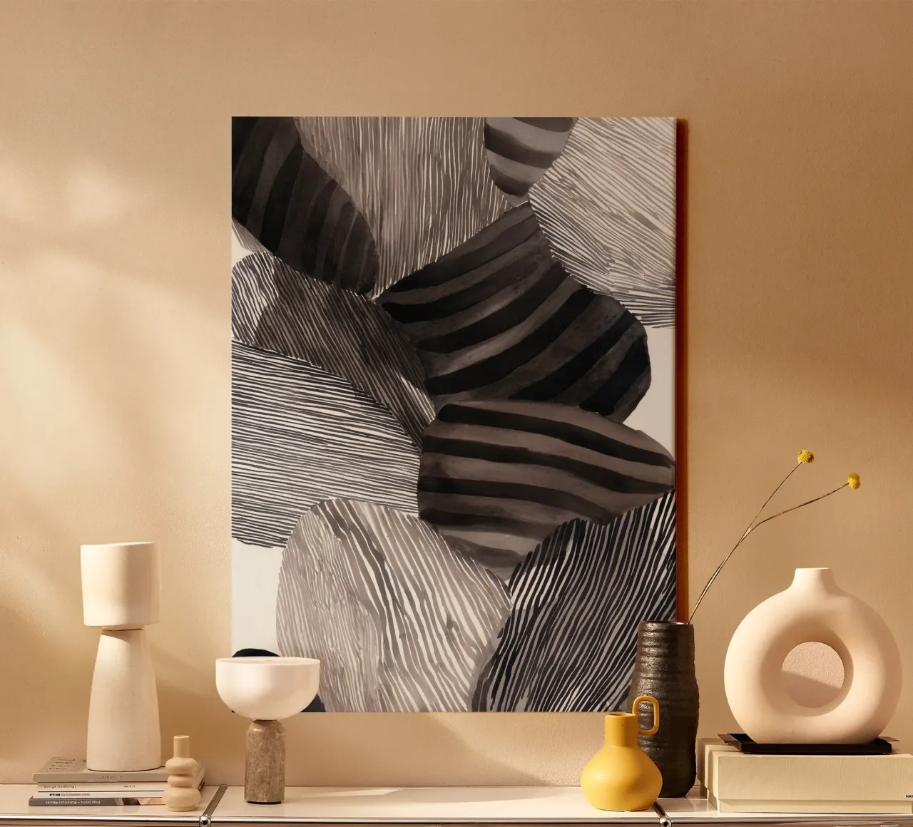 Echoed Forms 3 canvas with Floater frame by Seed & Signal