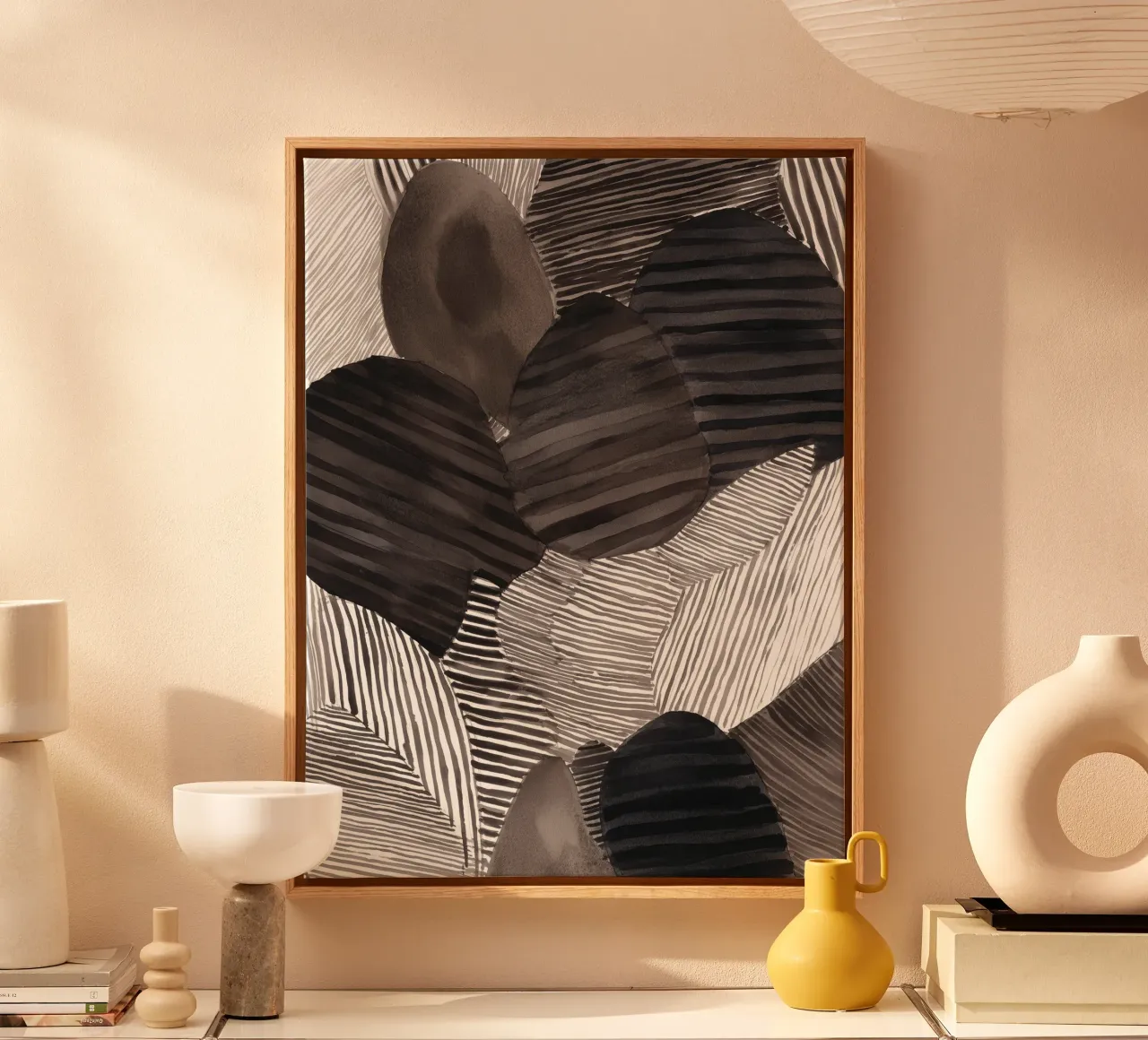 Echoed Forms 4 canvas with Floater frame by Seed & Signal