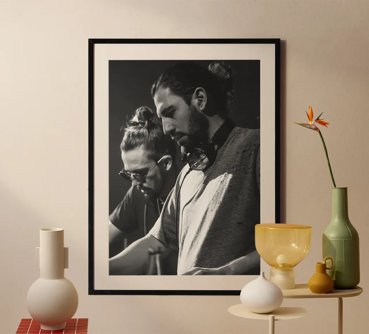 Dimitri Vegas & Like Mike poster con telaio in plastica da Low poly art