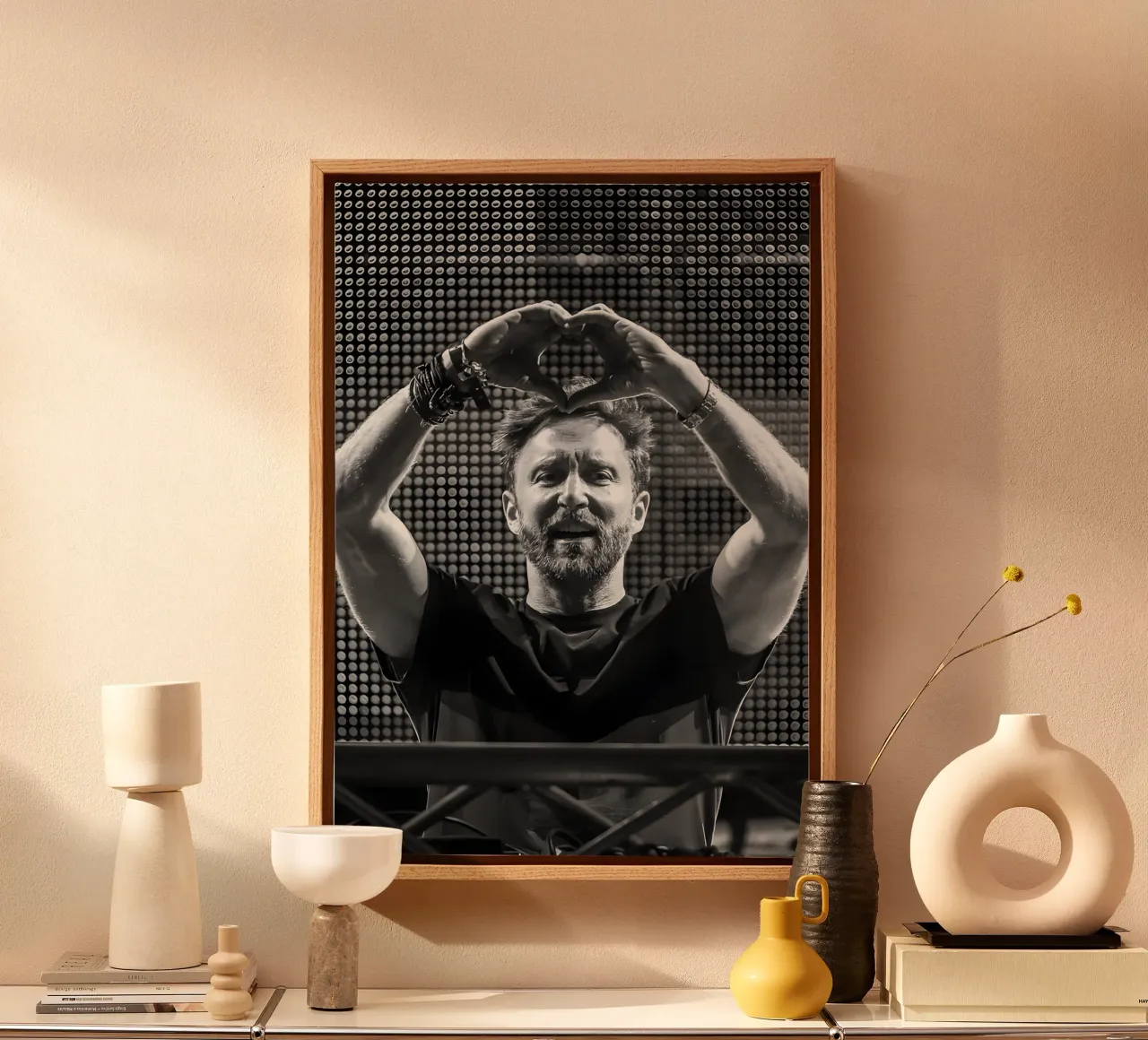 David Guetta, canvas with Floater frame by Low poly art