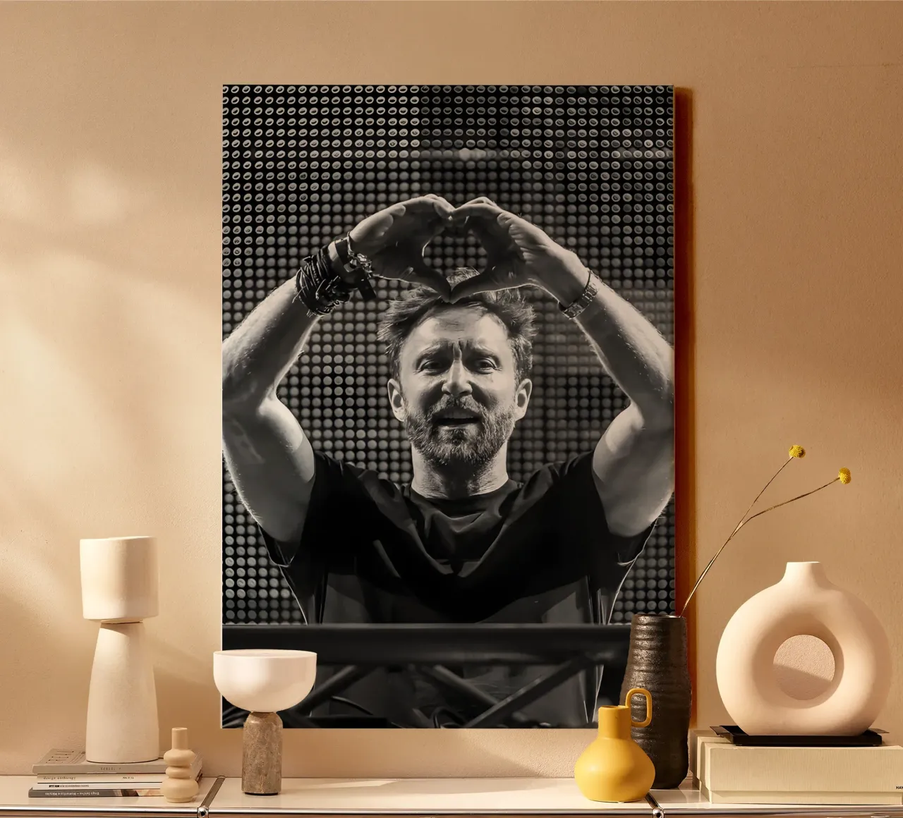 David Guetta, canvas with Floater frame by Low poly art