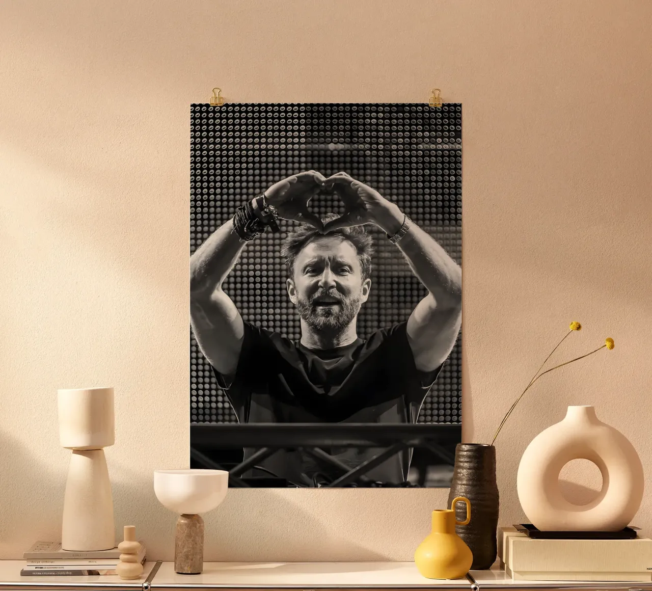 David Guetta, poster con telaio in plastica da Low poly art