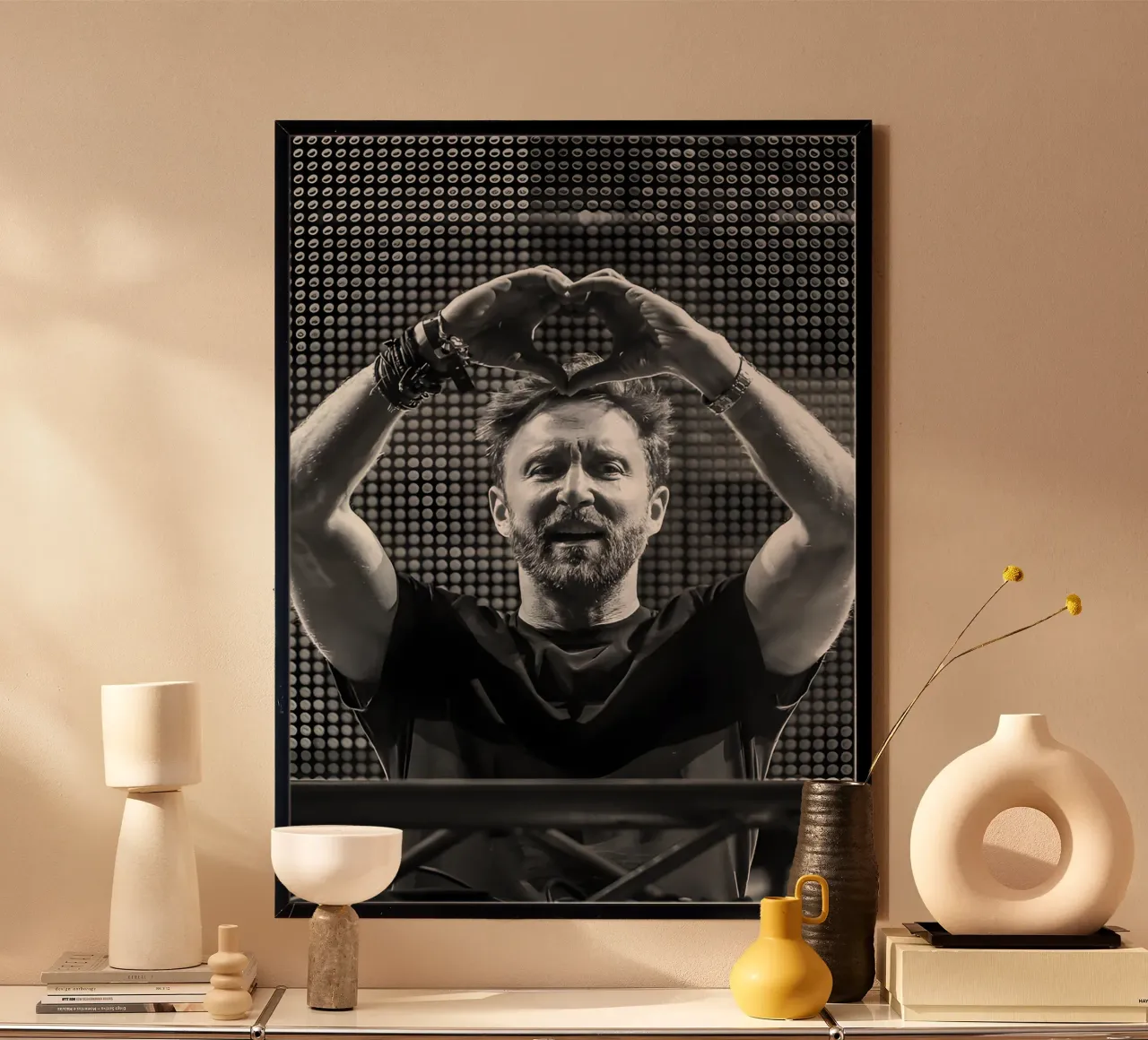 David Guetta, poster con telaio in plastica da Low poly art