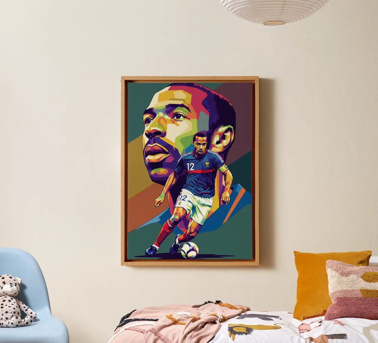 Ritratto pop art di Thierry Henry #2 tela con Cornice a cassetta da Hantamrata