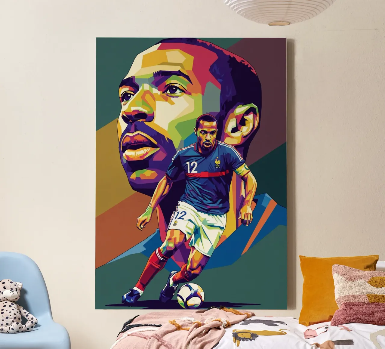Ritratto pop art di Thierry Henry #2 tela con Cornice a cassetta da Hantamrata