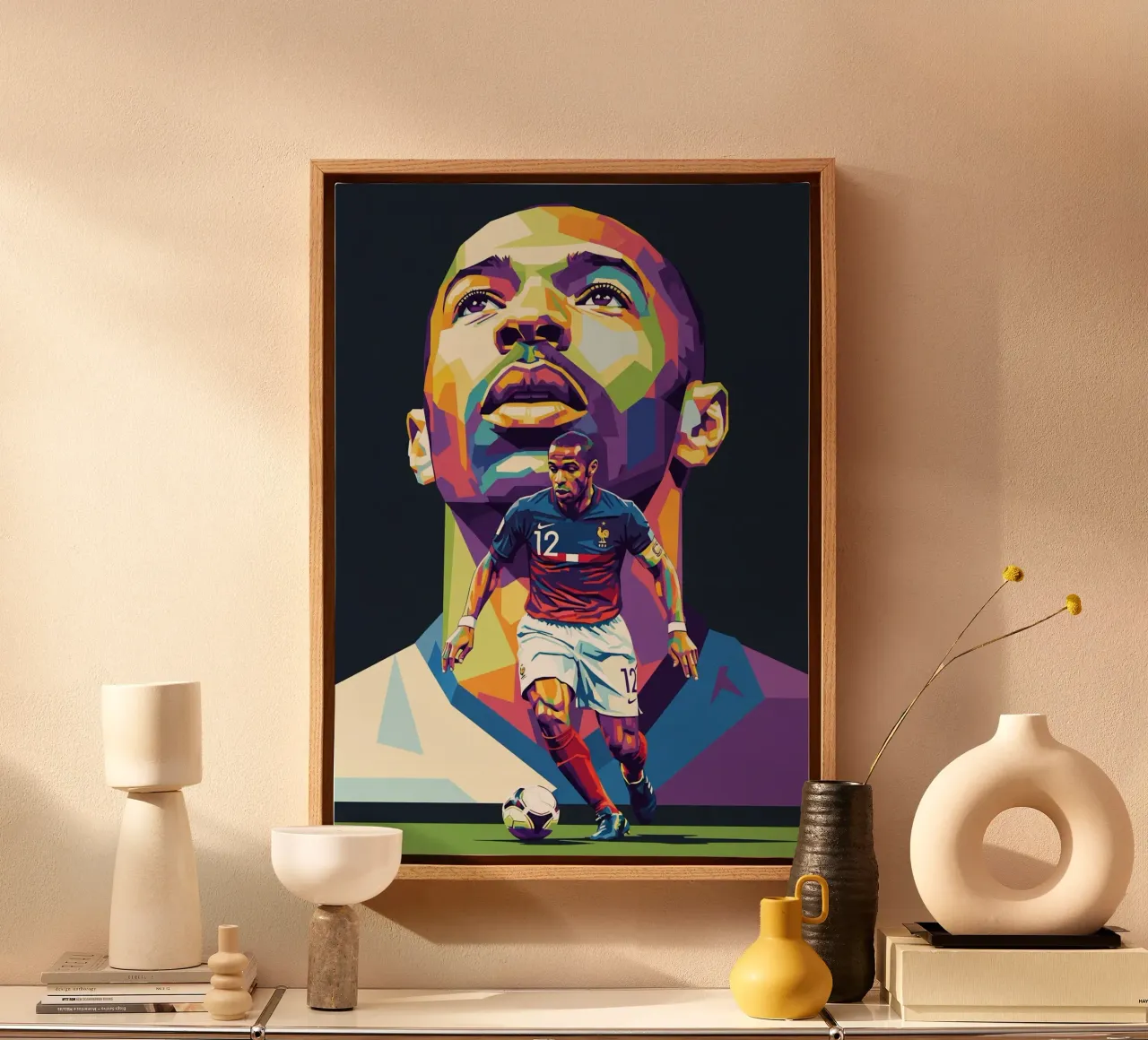 Thierry Henry pop art portrait #3 canvas with Floater frame by Hantamrata