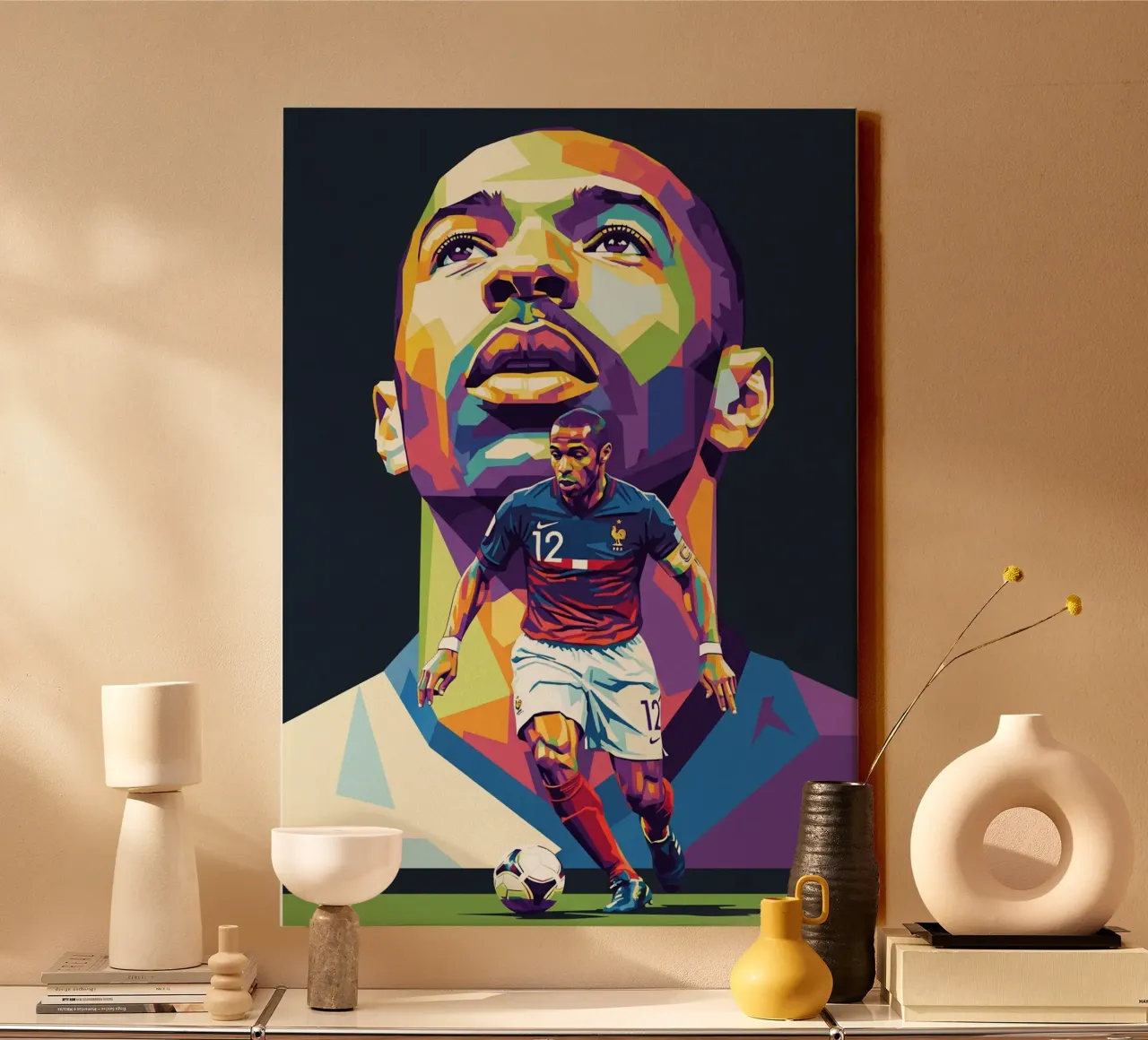 Thierry Henry pop art portrait #3 canvas with Floater frame by Hantamrata