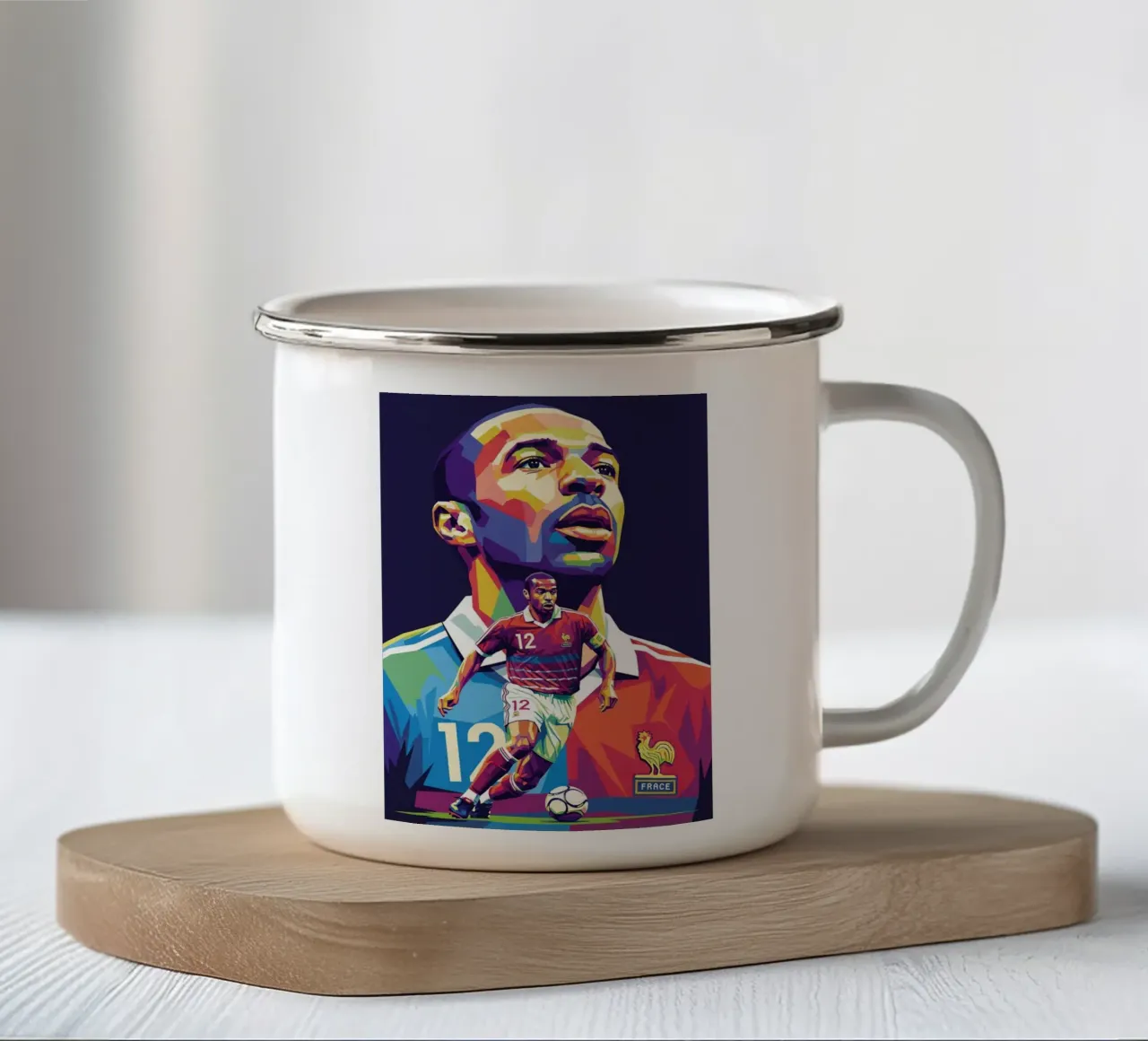 Ritratto pop art di Thierry Henry #4 tazza in smalto da Hantamrata