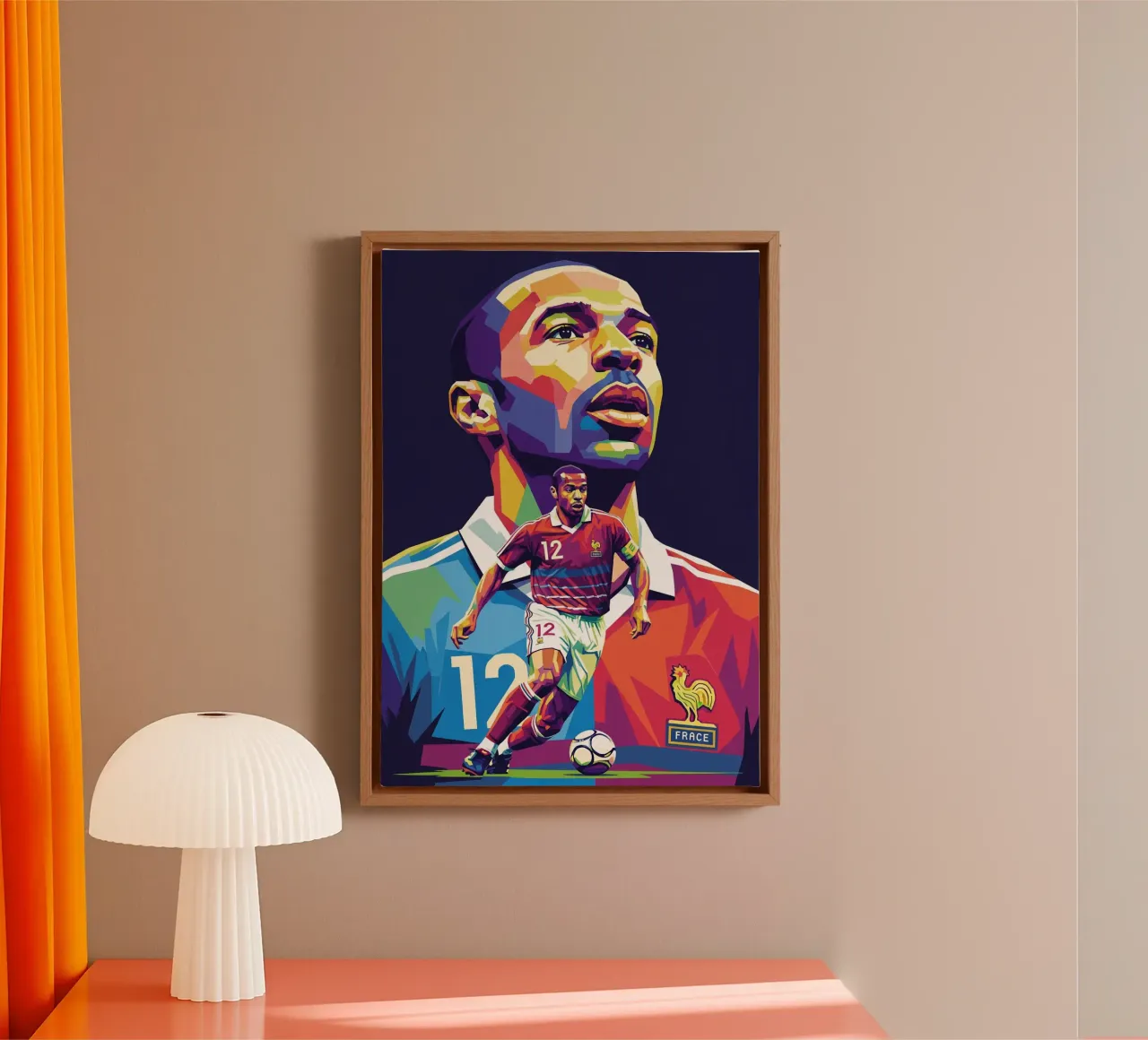 Thierry Henry pop-art portret #4 canvas met Baklijst van Hantamrata