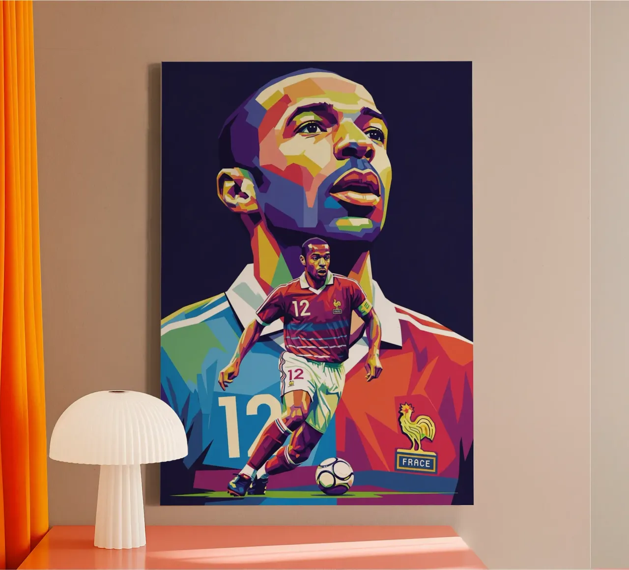 Thierry Henry pop-art portret #4 canvas met Baklijst van Hantamrata