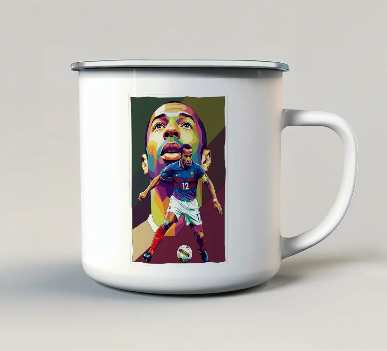 Ritratto pop art di Thierry Henry #5 tazza in smalto da Hantamrata