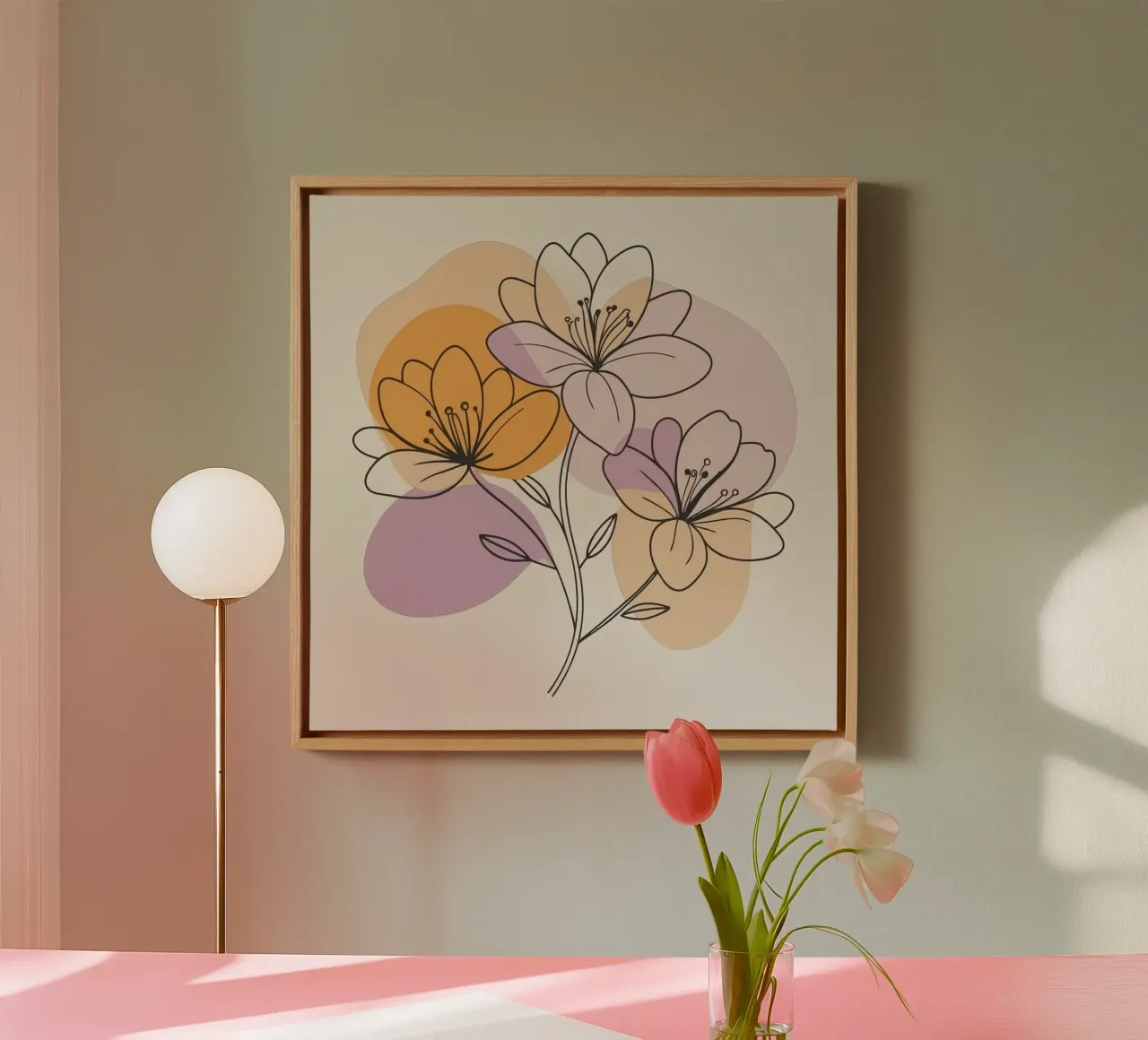three shape flower tela con Cornice a cassetta da Good days