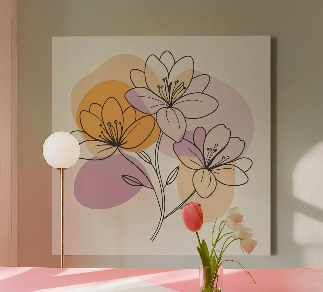 three shape flower tela con Cornice a cassetta da Good days