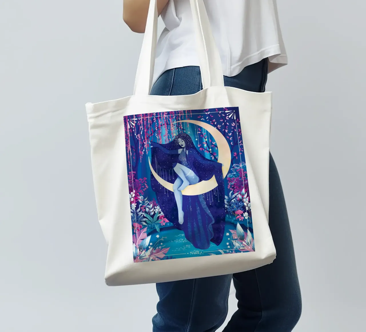Nut Egyptian Moon Goddess tote bag by Nour Tohme