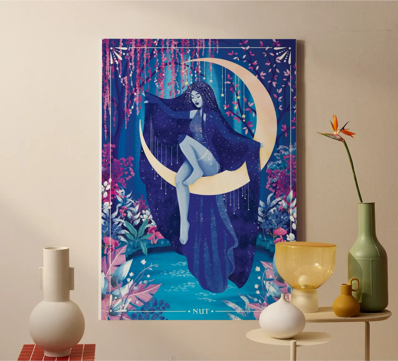 Nut Egyptian Moon Goddess canvas by Nour Tohme