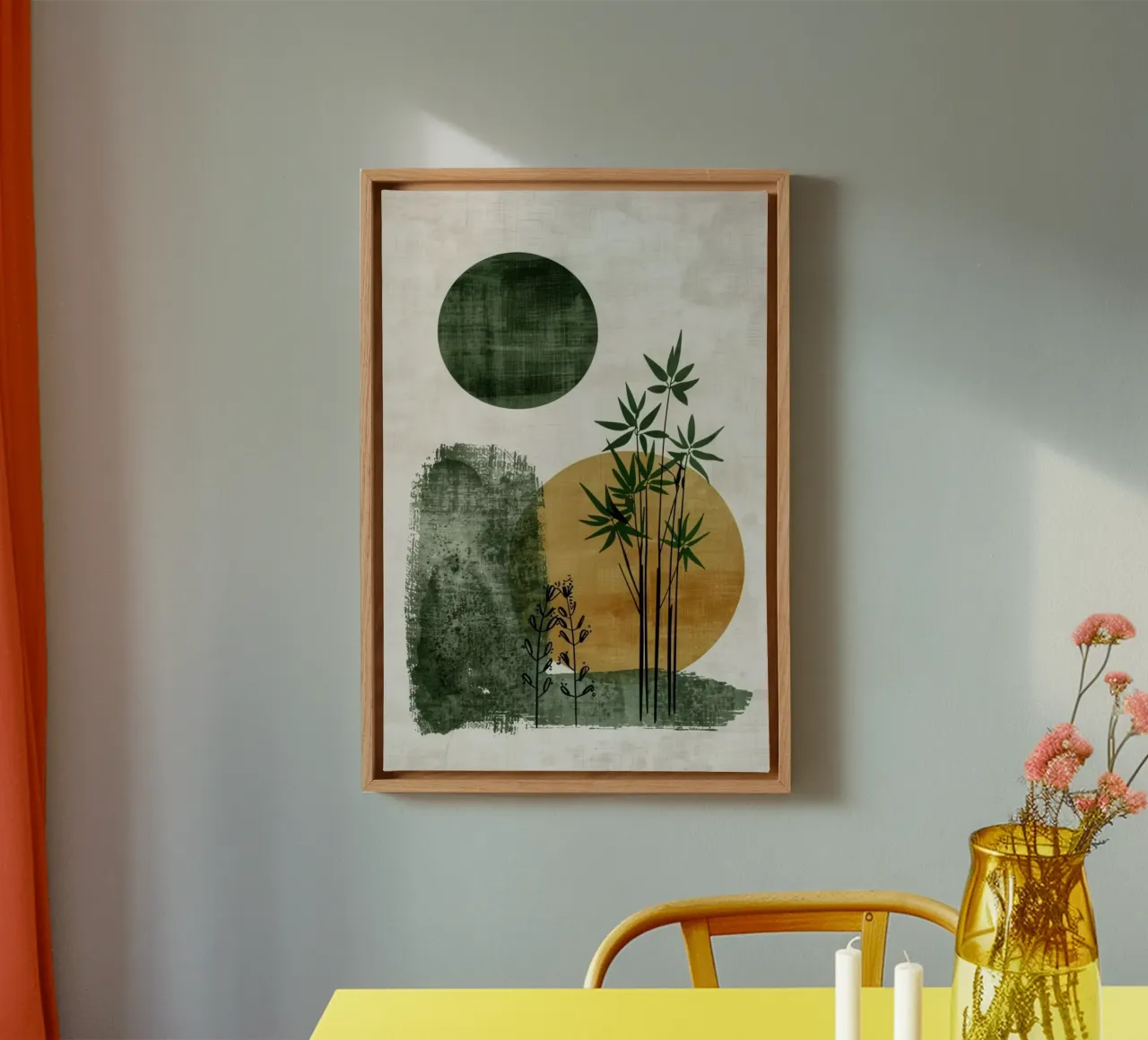 scape tree circle canvas with Floater frame by Good days