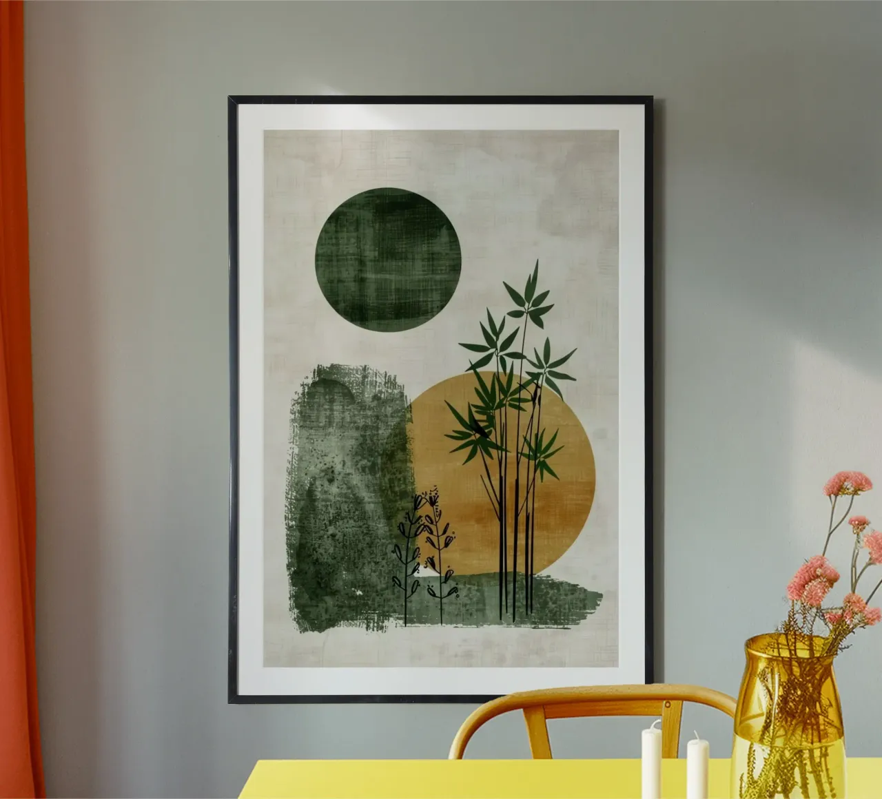 scape tree circle poster con telaio in alluminio da Good days